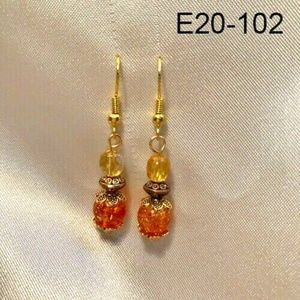 Drop earrings with Orange and yellow beads on 14k Gold Filled ear hooks